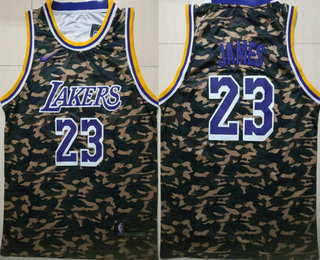 Men's Los Angeles Lakers #23 Lebron James Camo Nike Swingman Stitched NBA Jersey