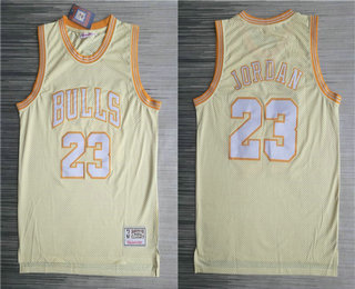 Men's Chicago Bulls #23 Michael Jordan Gold Hardwood Classics Soul Throwback Limited Jersey