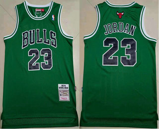 Men's Chicago Bulls #23 Michael Jordan Green 1997-98 Hardwood Classics Soul Swingman Throwback Jersey