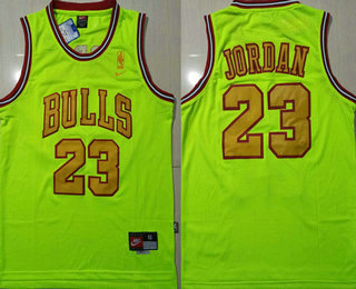 Men's Chicago Bulls #23 Michael Jordan Green Hardwood Classics Soul Swingman Throwback Jersey