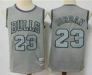 Men's Chicago Bulls #23 Michael Jordan Grey Hardwood Classics Soul Swingman Throwback Jersey