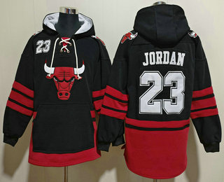 Men's Chicago Bulls #23 Michael Jordan NEW Black Pocket Stitched NBA Pullover Hoodie