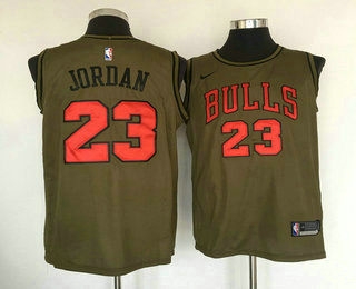 Men's Chicago Bulls #23 Michael Jordan Olive Stitched Nike Swingman Jersey