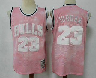 Men's Chicago Bulls #23 Michael Jordan Pink Hardwood Classics Soul Swingman Throwback Jersey