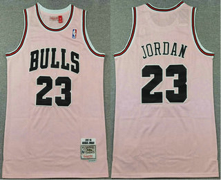 Men's Chicago Bulls #23 Michael Jordan Pink Hardwood Classics Swingman Throwback Jersey