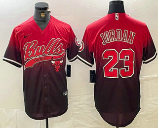 Men's Chicago Bulls #23 Michael Jordan Red Black Stitched Baseball Jersey
