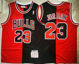 Men's Chicago Bulls #23 Michael Jordan Red Black Two Tone Stitched 1996-97 Hardwood Classic Swingman Jersey