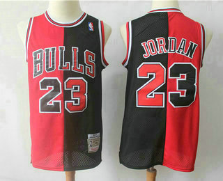 Men's Chicago Bulls #23 Michael Jordan Red Black Two Tone Stitched NBA 1996-97 Hardwood Classic Swingman Jersey