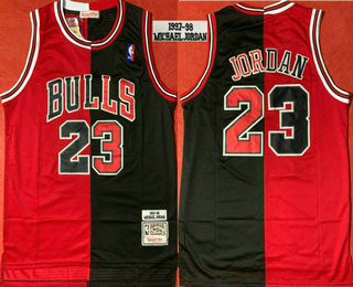 Men's Chicago Bulls #23 Michael Jordan Red Black Two Tone Stitched NBA 1997-98 Hardwood Classic Swingman Jersey