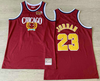 Men's Chicago Bulls #23 Michael Jordan Red Hardwood AU Throwback Jersey