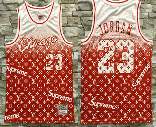 Men's Chicago Bulls #23 Michael Jordan Red Hardwood Classics Soul Swingman Throwback Jersey