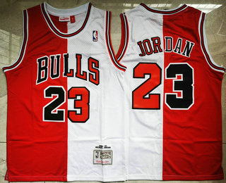 Men's Chicago Bulls #23 Michael Jordan Red White Two Tone Stitched 1996-97 Hardwood Classic Swingman Jersey