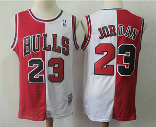 Men's Chicago Bulls #23 Michael Jordan Red With White Two Tone Hardwood Classics Soul Swingman Throwback Jersey