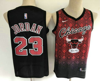 Men's Chicago Bulls #23 Michael Jordan Red with Black Salute Nike Swingman Stitched NBA Jersey