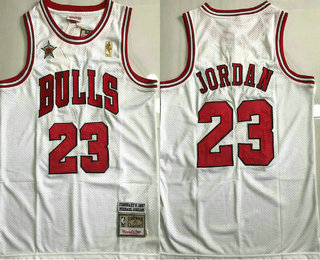 Men's Chicago Bulls #23 Michael Jordan White 1998 All Star Gold Hardwood Classics Soul AU Throwback Jersey