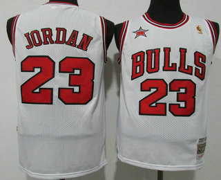 Men's Chicago Bulls #23 Michael Jordan White 1998 All Star Gold NBA Hardwood Classics Soul Swingman Throwback Jersey