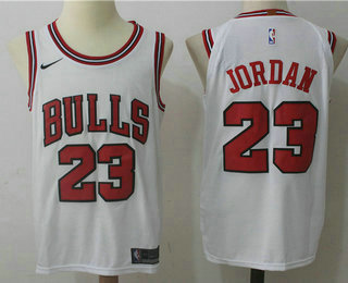 Men's Chicago Bulls #23 Michael Jordan White 2017-2018 Nike Authentic Stitched NBA Jersey