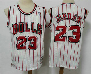 Men's Chicago Bulls #23 Michael Jordan White Hardwood Classics Reload Swingman Throwback Jersey