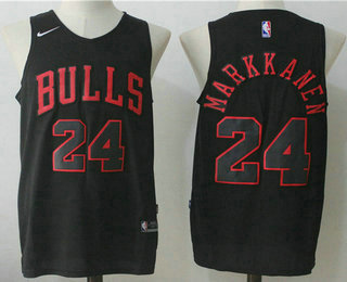 Men's Chicago Bulls #24 Lauri Markkanen All Black 2017-2018 Nike Swingman Stitched NBA Jersey