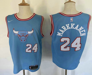 Men's Chicago Bulls #24 Lauri Markkanen Blue 2020 City Edition NBA Swingman Jersey