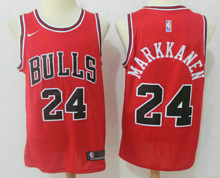 Men's Chicago Bulls #24 Lauri Markkanen Red 2017-2018 Nike Swingman Stitched NBA Jersey