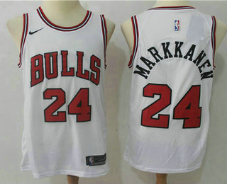 Men's Chicago Bulls #24 Lauri Markkanen White 2017-2018 Nike Authentic Stitched NBA Jersey