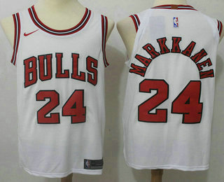 Men's Chicago Bulls #24 Lauri Markkanen White 2017-2018 Nike Swingman Stitched NBA Jersey