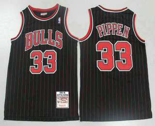 Men's Chicago Bulls #33 Scottie Pippen 1995-96 Black Hardwood Classics Soul Swingman Throwback Jersey