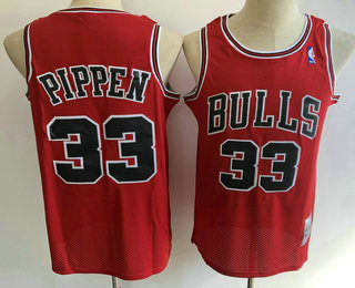 Men's Chicago Bulls #33 Scottie Pippen 1996-97 Red Hardwood Classics Soul Swingman Throwback Jersey