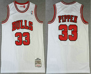 Men's Chicago Bulls #33 Scottie Pippen 1996-97 White Hardwood Classics Soul Swingman Throwback Jersey