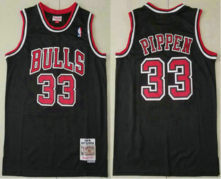 Men's Chicago Bulls #33 Scottie Pippen 1997-98 Black Hardwood Classics Soul Swingman Throwback Jersey