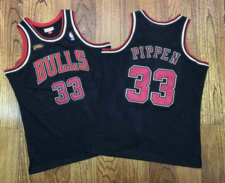 Men's Chicago Bulls #33 Scottie Pippen 1997-98 Red Champions Patch Hardwood Classics Soul AU Throwback Jersey