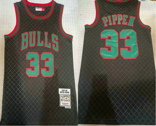 Men's Chicago Bulls #33 Scottie Pippen Black With Green 1997-98 Hardwood Classics Soul Swingman Throwback Jersey