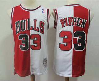 Men's Chicago Bulls #33 Scottie Pippen Red With White Two Tone Hardwood Classics Soul Swingman Throwback Jersey