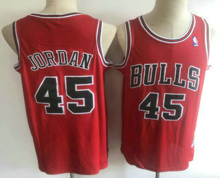 Men's Chicago Bulls #45 Michael Jordan Red Hardwood Classics Soul Swingman Throwback Jersey