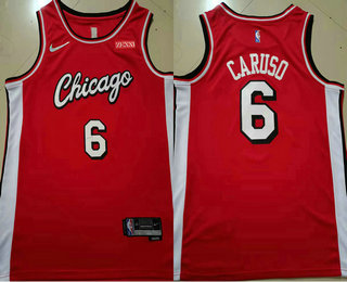 Men's Chicago Bulls #6 Alex Caruso Red Diamond 2022 City Edition Swingman Stitched Jersey With Sponsor