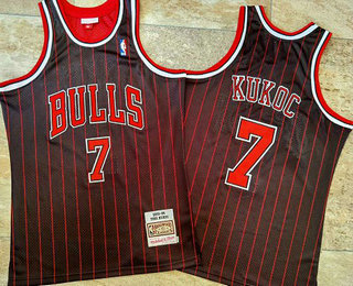 Men's Chicago Bulls #7 Toni Kukoc Black 1995-96 Hardwood Classics Soul AU Throwback Jersey