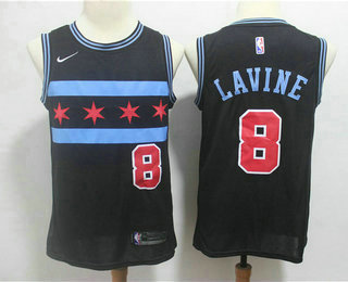 Men's Chicago Bulls #8 Zach LaVine Black 2018-19 City Edition Nike Swingman Stitched NBA Jersey