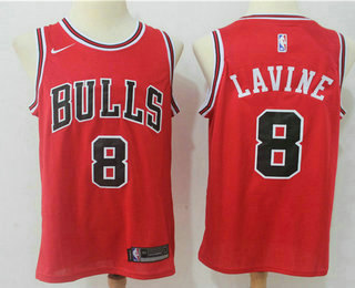 Men's Chicago Bulls #8 Zach LaVine Red 2017-2018 Nike Swingman Stitched NBA Jersey