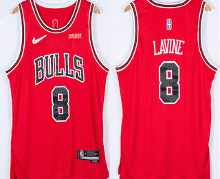 Men's Chicago Bulls #8 Zach LaVine Red Nike 75th Anniversary Diamond 2021 Stitched Jersey With Sponsor (2)