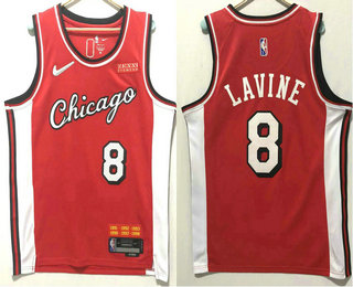 Men's Chicago Bulls #8 Zach LaVine Red Nike 75th Anniversary Diamond 2021 Stitched Jersey With Sponsor