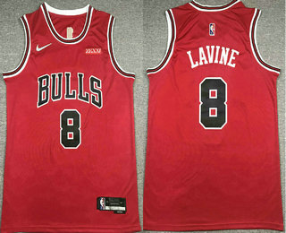 Men's Chicago Bulls #8 Zach LaVine Red Nike 75th Diamond 2021 Stitched Jersey With Sponsor