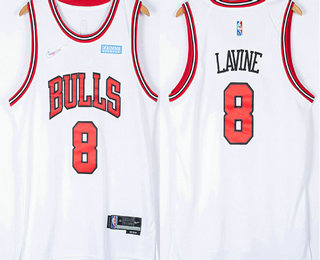 Men's Chicago Bulls #8 Zach LaVine White Nike 75th Anniversary Diamond 2021 Stitched Jersey With Sponsor