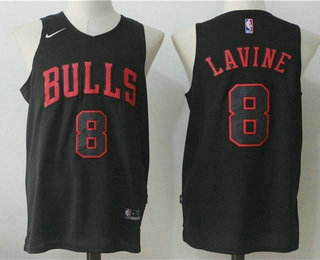 Men's Chicago Bulls #8 Zach Lavine All Black 2017-2018 Nike Swingman Stitched NBA Jersey