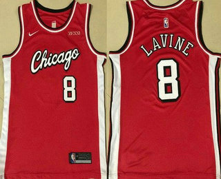 Men's Chicago Bulls #8 Zach Lavine Red City Icon Sponsor Swingman Jersey