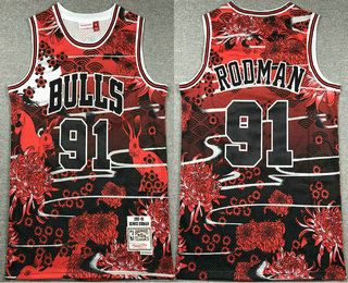 Men's Chicago Bulls #91 Dennis Rodman Red Rabbit Swingman Jersey