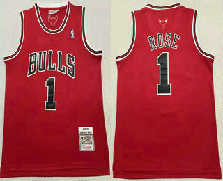 Men's Chicago Bulls 1 Derek Rose Red Hardwood Classics Soul Swingman Throwback Jersey