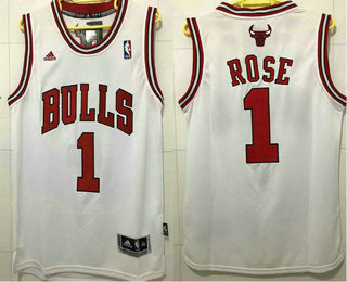 Men's Chicago Bulls 1 Derek Rose Revolution 30 AU White Jersey