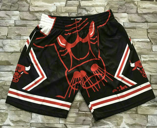 Men's Chicago Bulls Black Big Face Mitchell Ness Hardwood Classics Soul Swingman Throwback Shorts