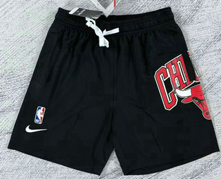 Men's Chicago Bulls Black Big LOGO Stitched Swingman Nike Shorts